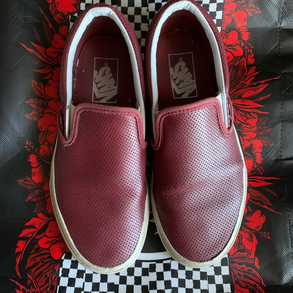 Burgundy Slip On Vans